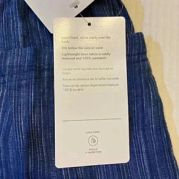 Athleta Women's 4" Short Blue Stripe Cabo Linen Textured Resortwear Travel Beach - Picture 8 of 11